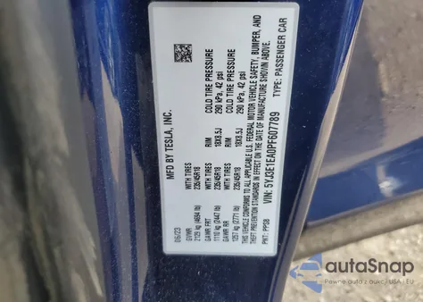 2023 Tesla Model 3 из США, поврежденный, VIN 5YJ3E1EA0PF607789